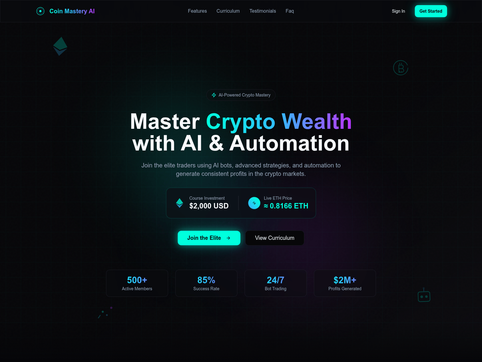 Screenshot of coinmasteryai.com