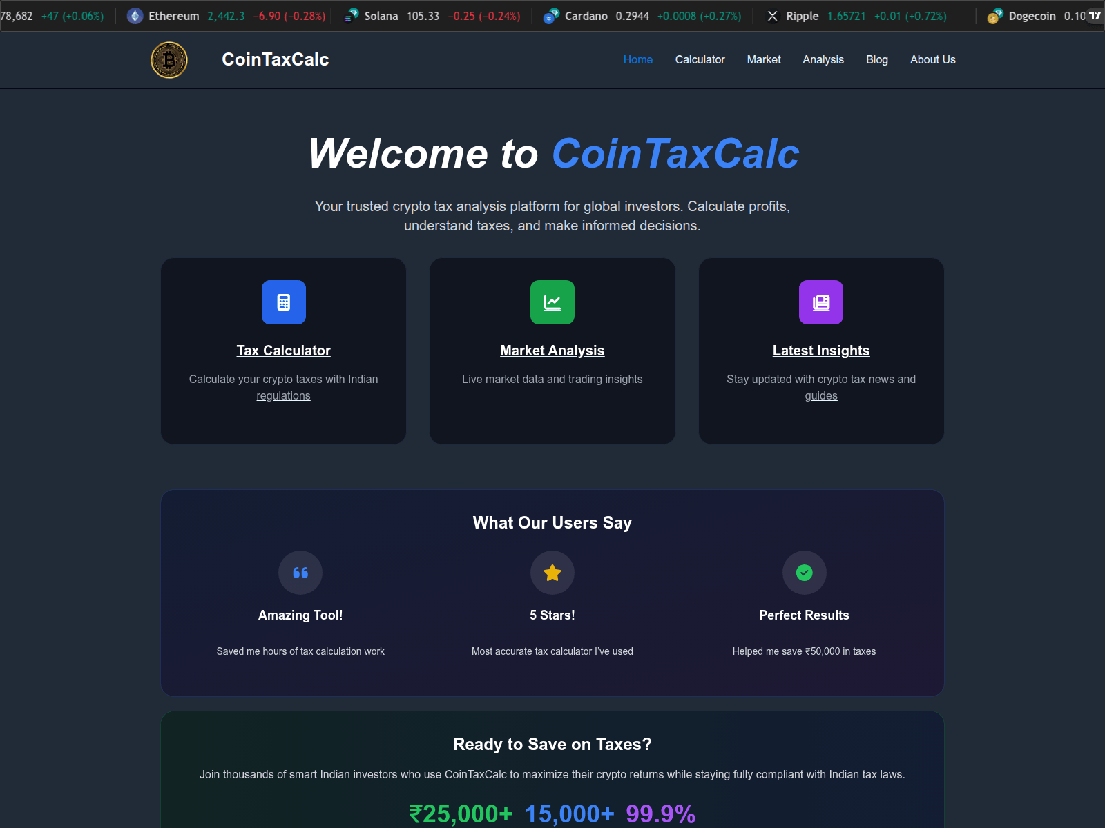 Screenshot of cointaxcalc.com