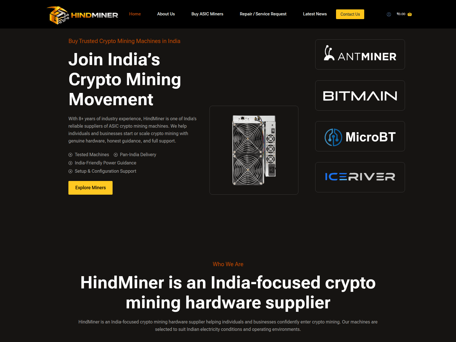 Screenshot of hindminers.com