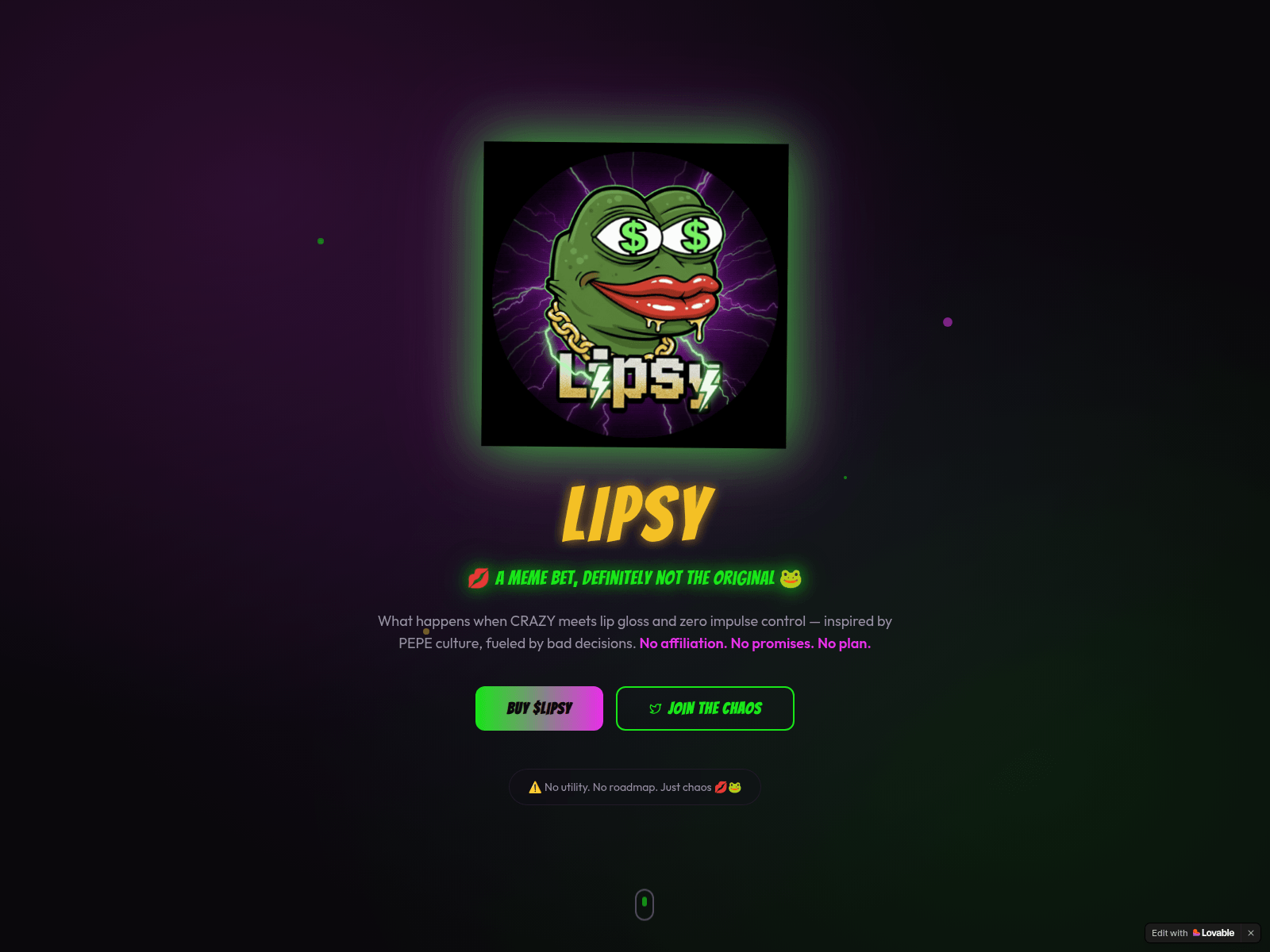 Screenshot of lipsycoin.lovable.app