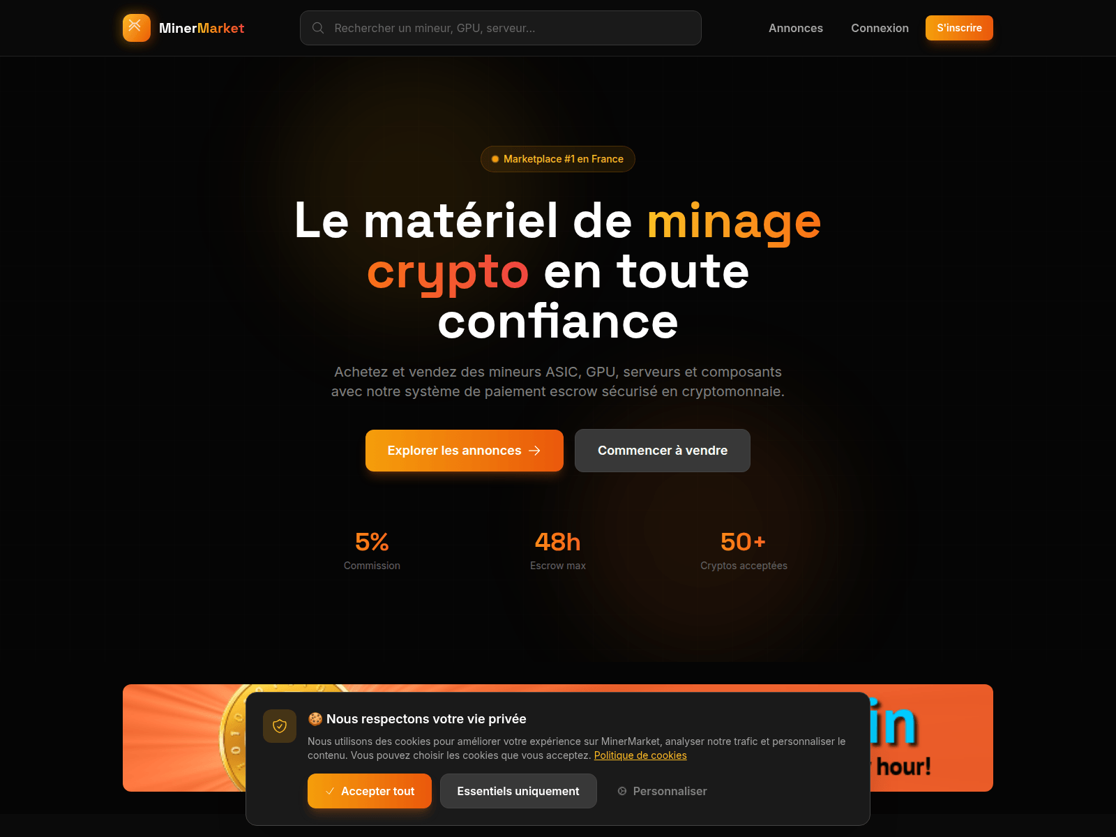 Screenshot of minermarket.fr