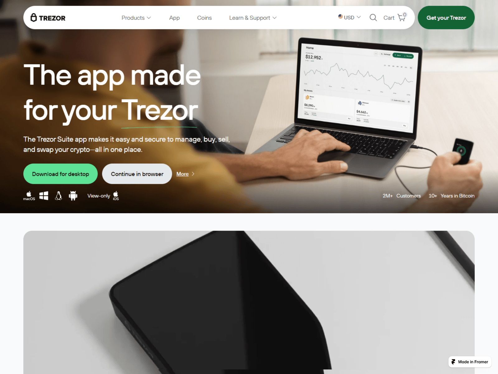 Screenshot of started-trezorr-en.framer.ai
