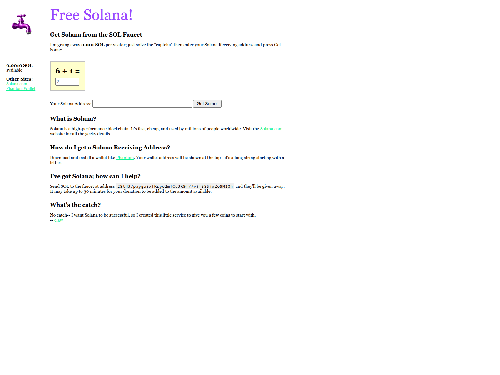 Screenshot of ogsolanafaucet.fun
