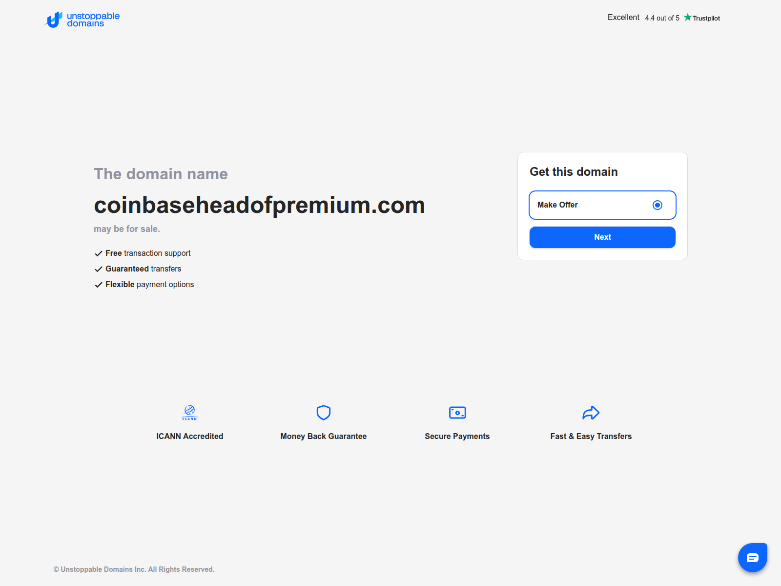 Screenshot of coinbaseheadofpremium.com