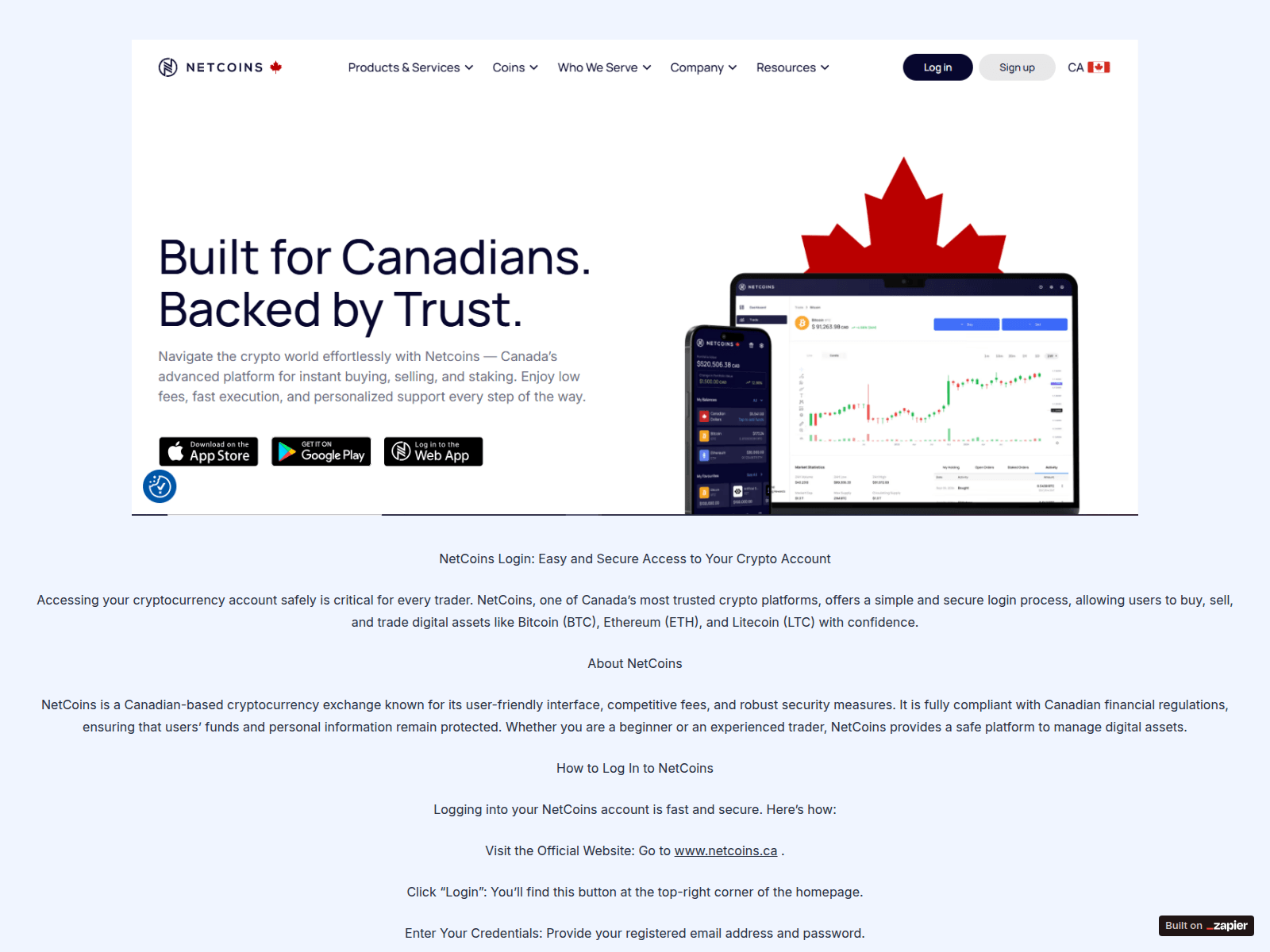Screenshot of coin-netogin.zapier.app