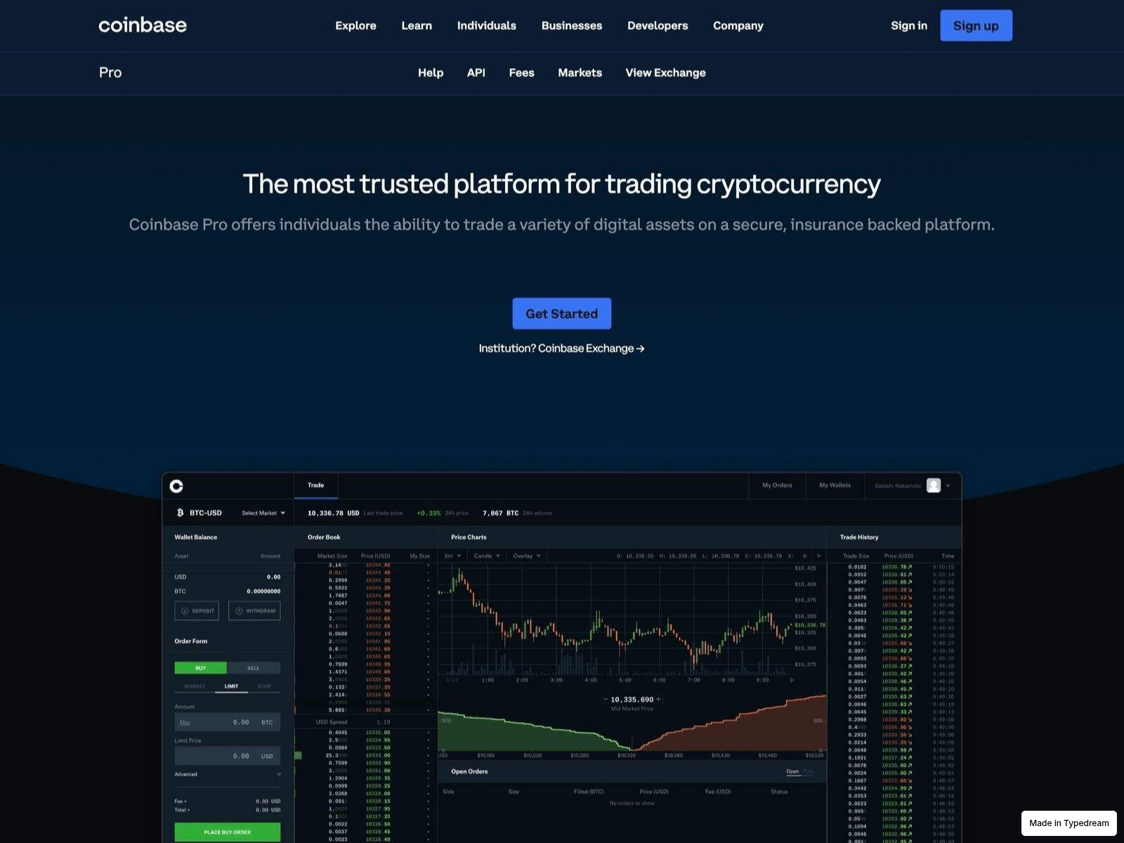 Screenshot of insert-secure-coinpro-web.typedream.app