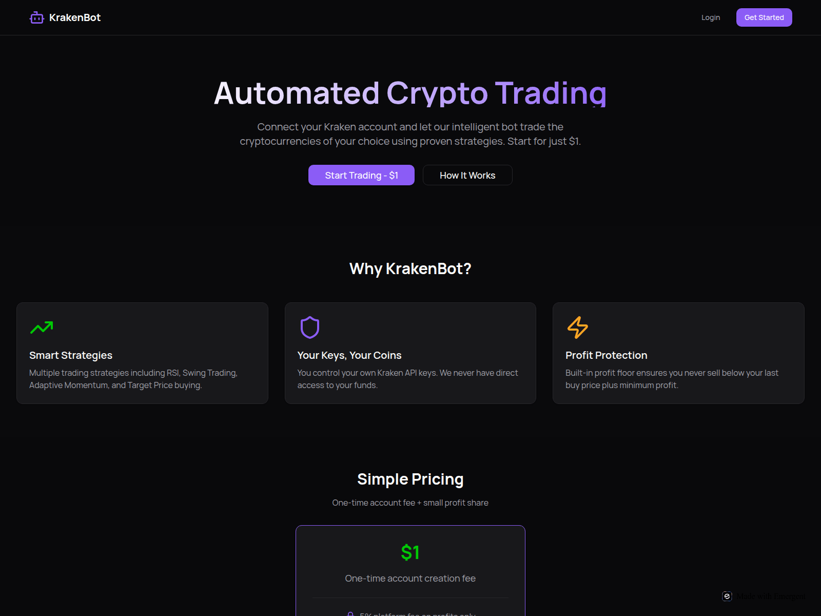 Screenshot of krakenautotrader.com