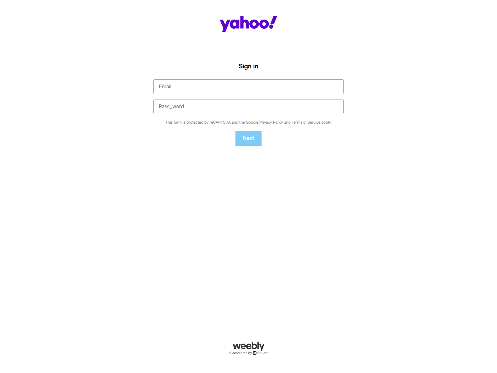 Screenshot of emailhomeyahoo-195006.weeblysite.com