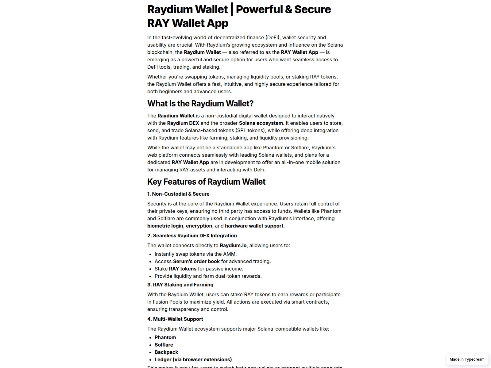 Screenshot of docs-raydium-wallet-cdn.typedream.app