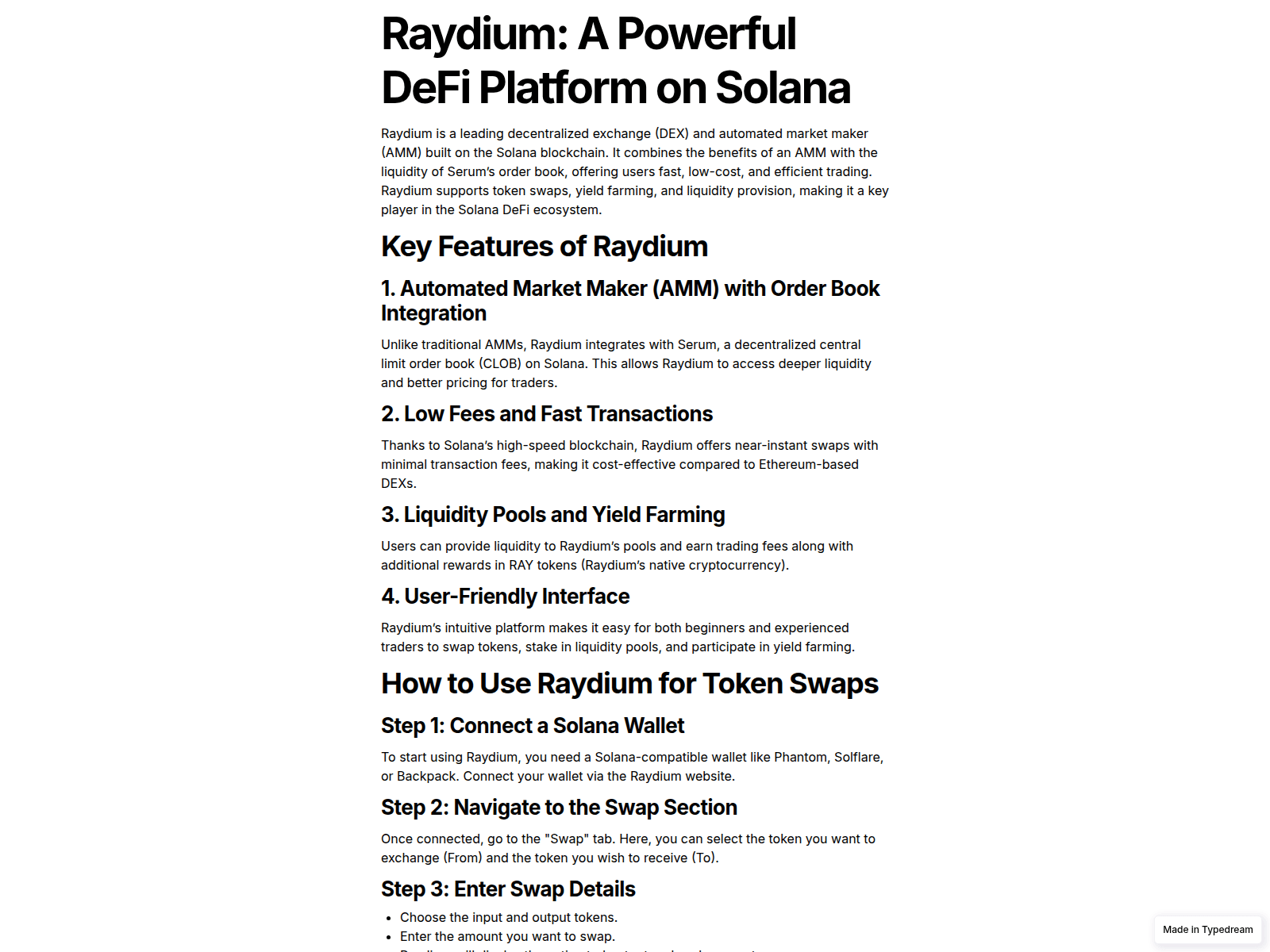 Screenshot of connect-raydium-wallet-cdn.typedream.app