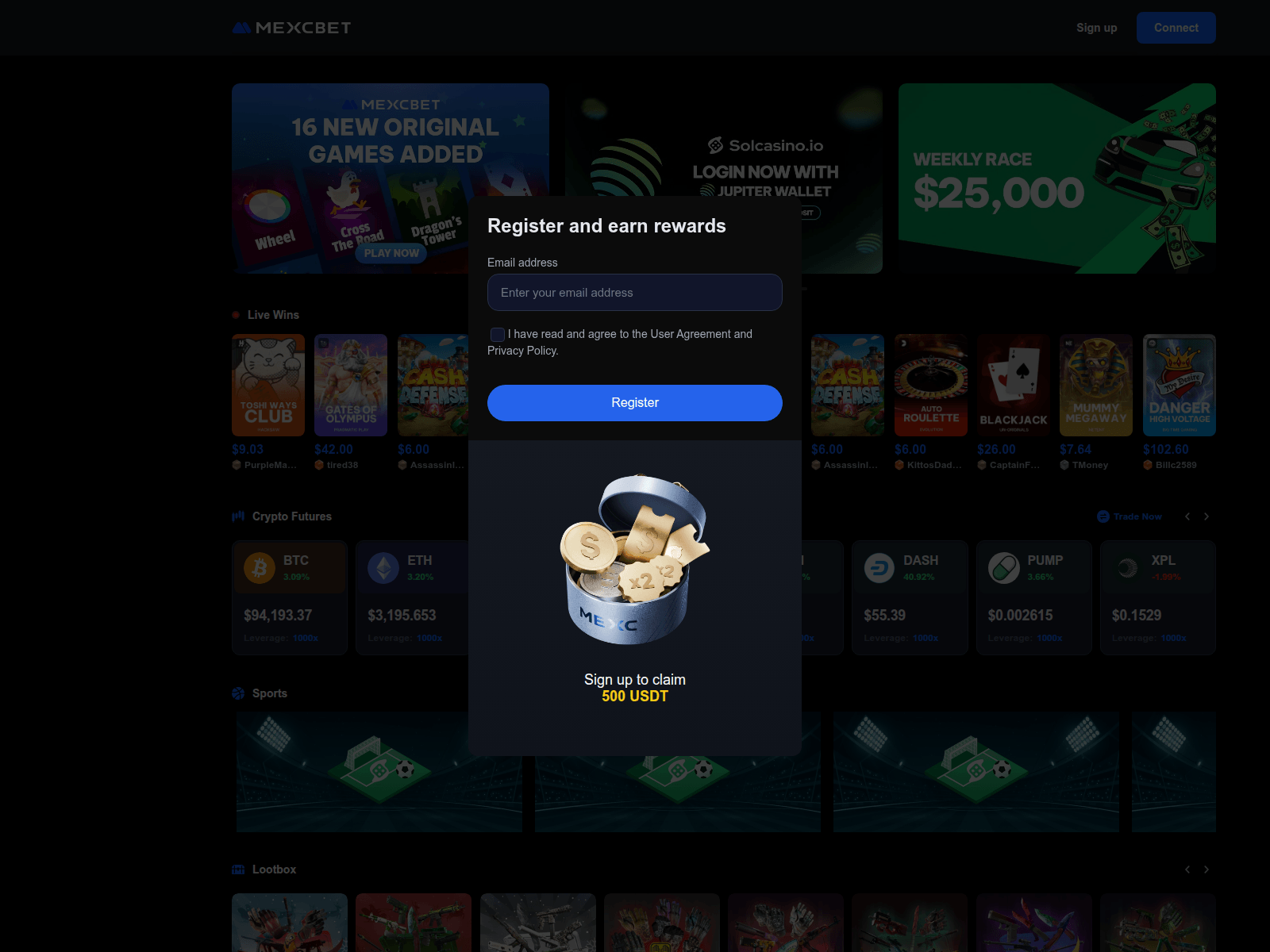 Screenshot of mexcbet.com