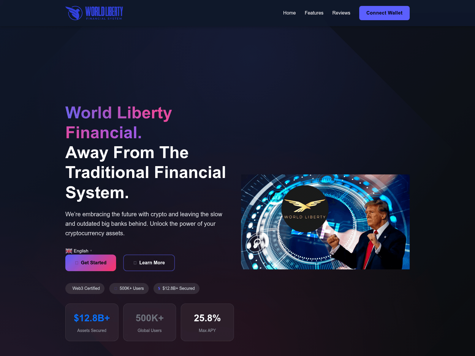 Screenshot of worldlibertyfinancialsystem.com