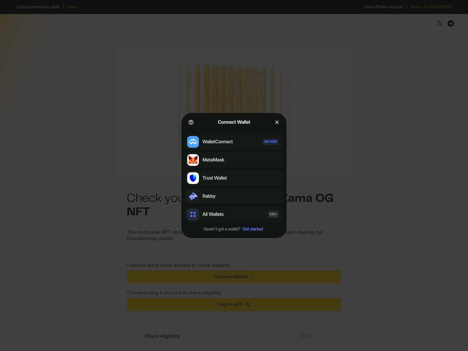 Screenshot of airdrop-zama.live