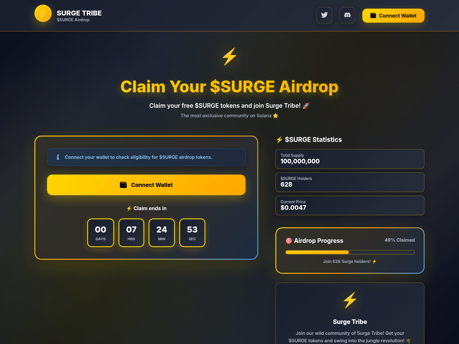 Screenshot of airdrop.surgelab.xyz