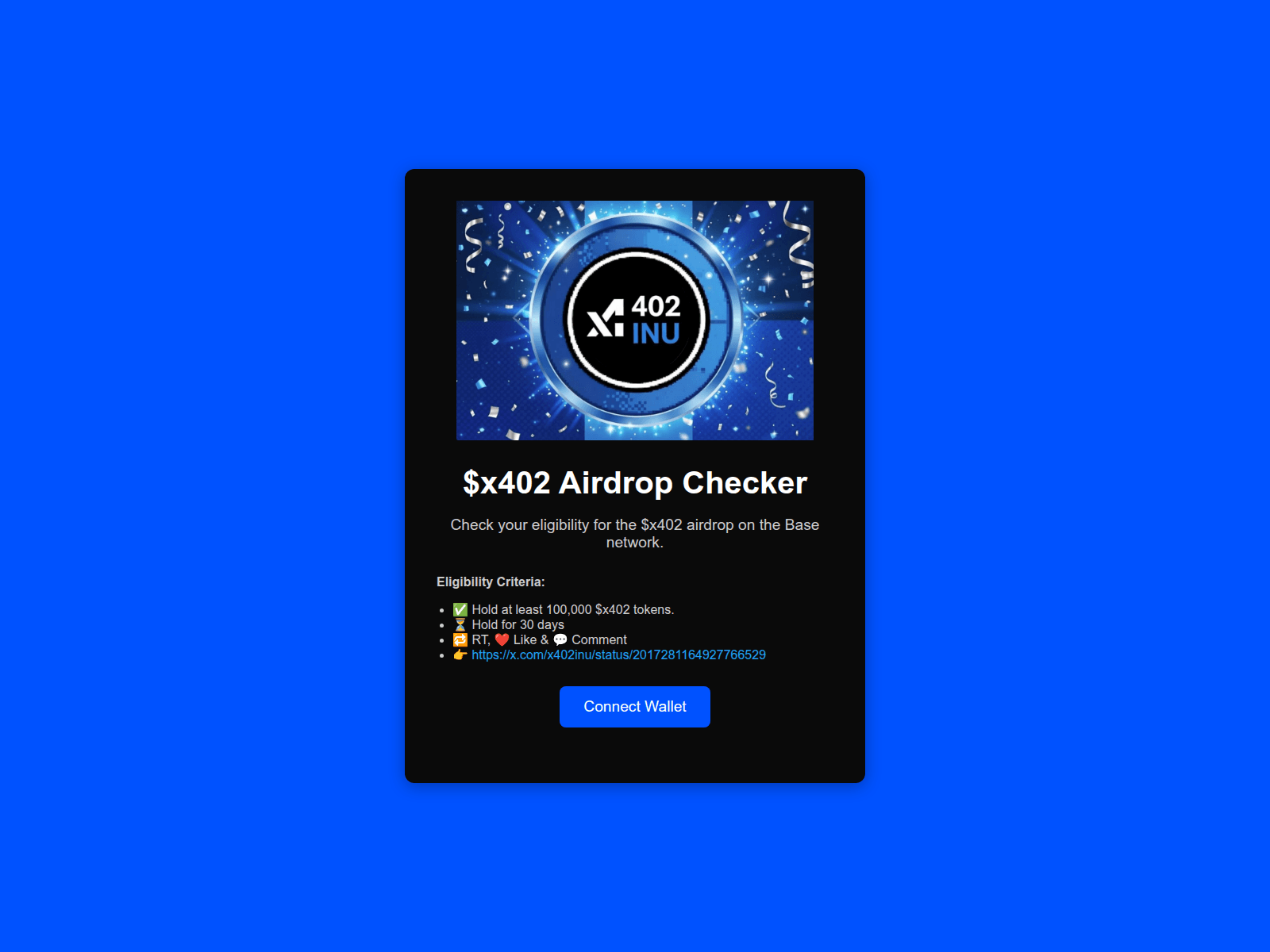 Screenshot of airdrop.x402inu.xyz