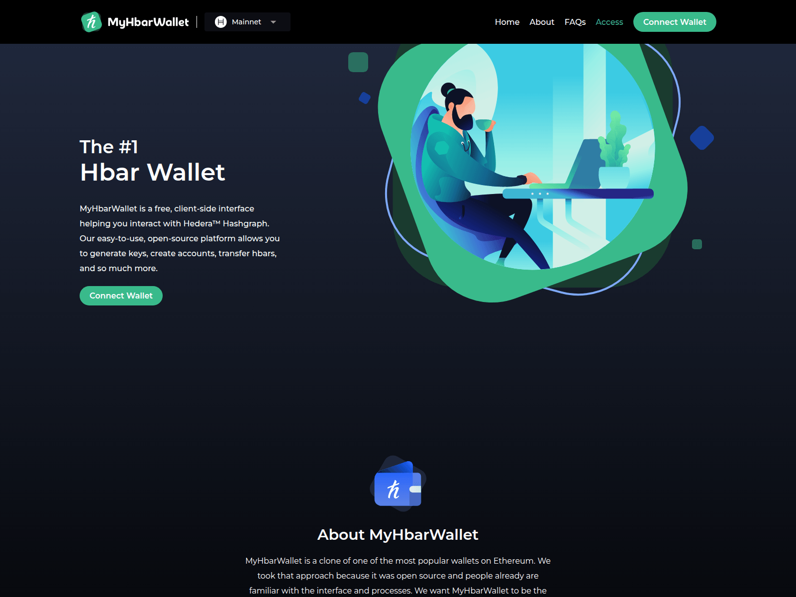 Screenshot of wallet-hedera.com