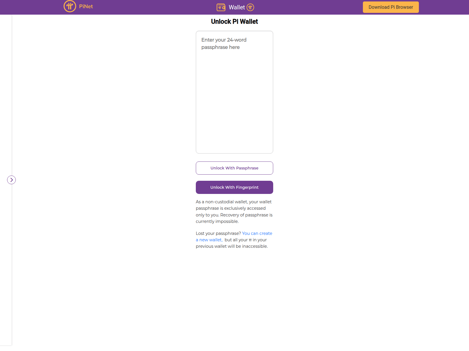 Screenshot of wallet-pinetwork.com