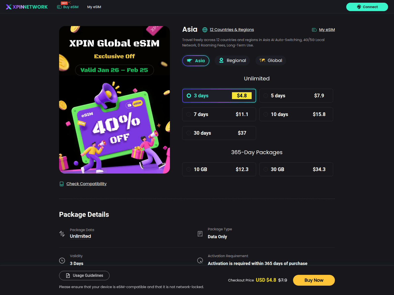 Screenshot of dapp.xtella.ai