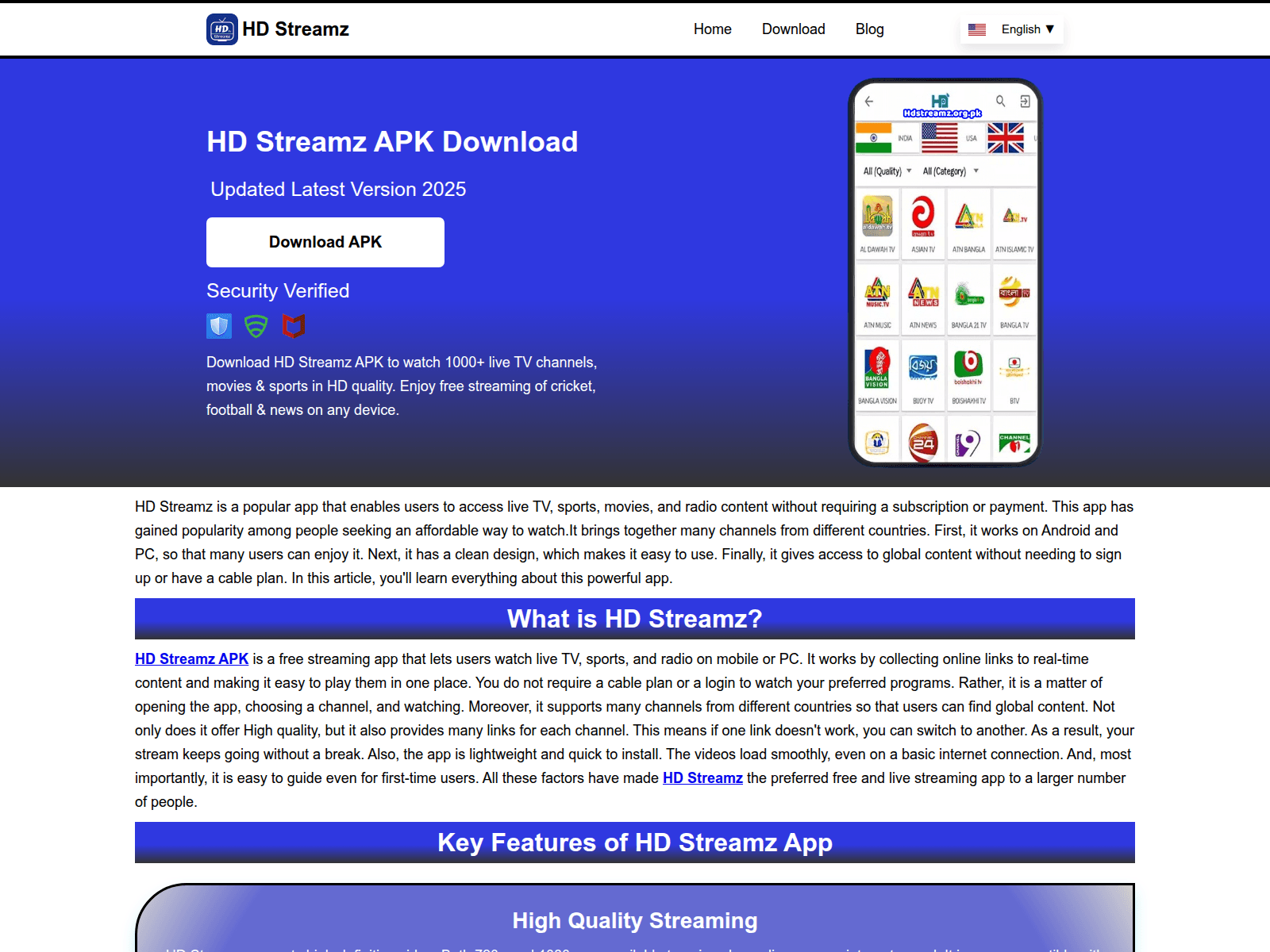 Screenshot of hdstreamz.org.pk