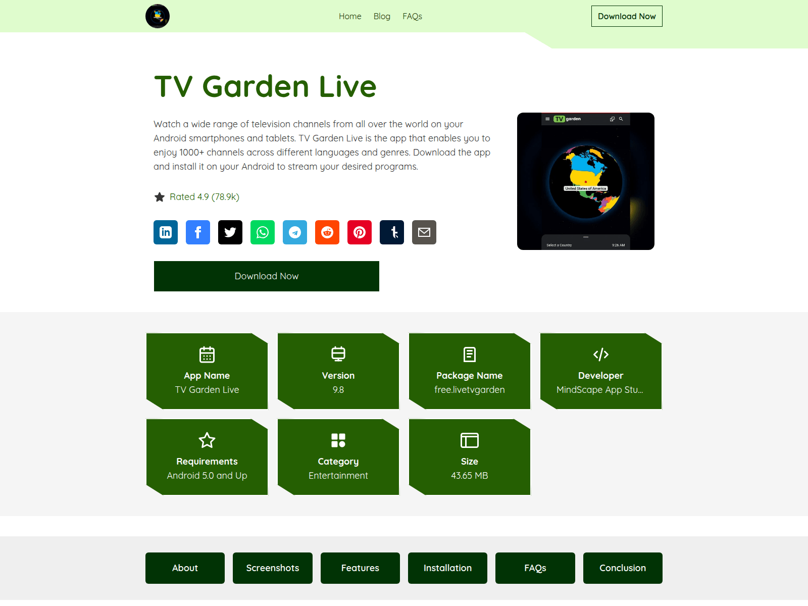 Screenshot of tvgardenlive.com