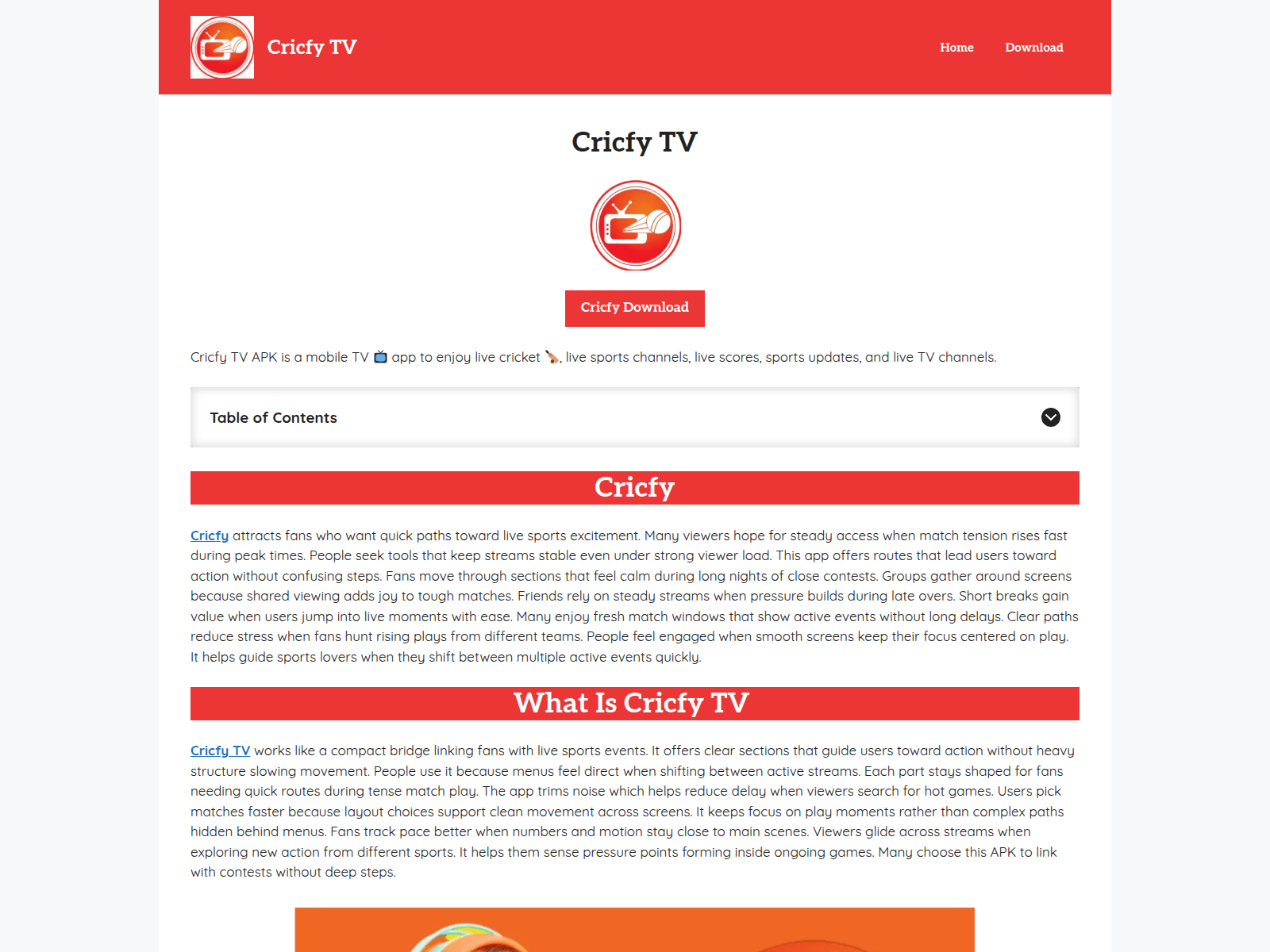Screenshot of cricfytv.com.in
