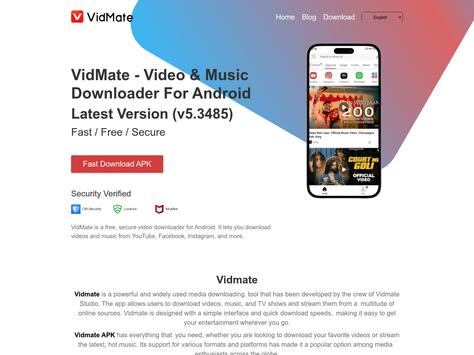 Screenshot of vidmate-official.com.pk