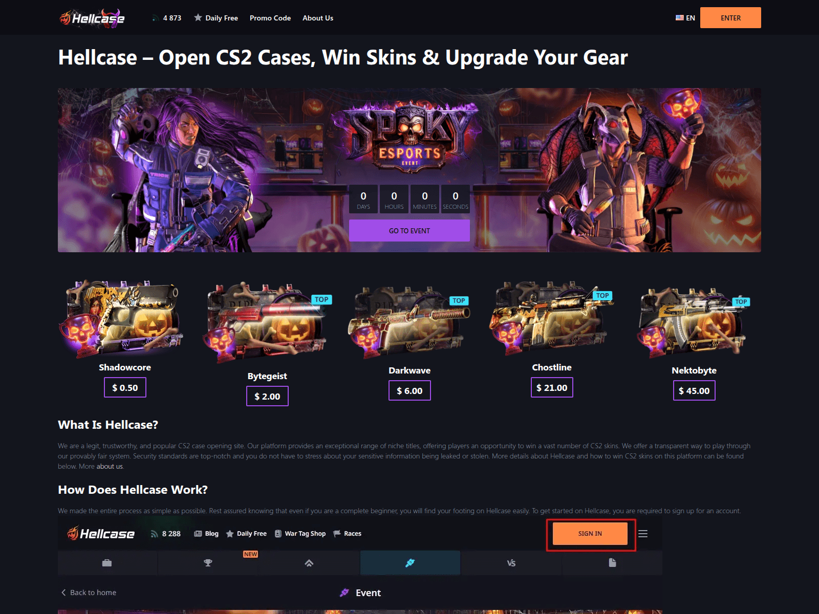 Screenshot of hellcasecs2.com
