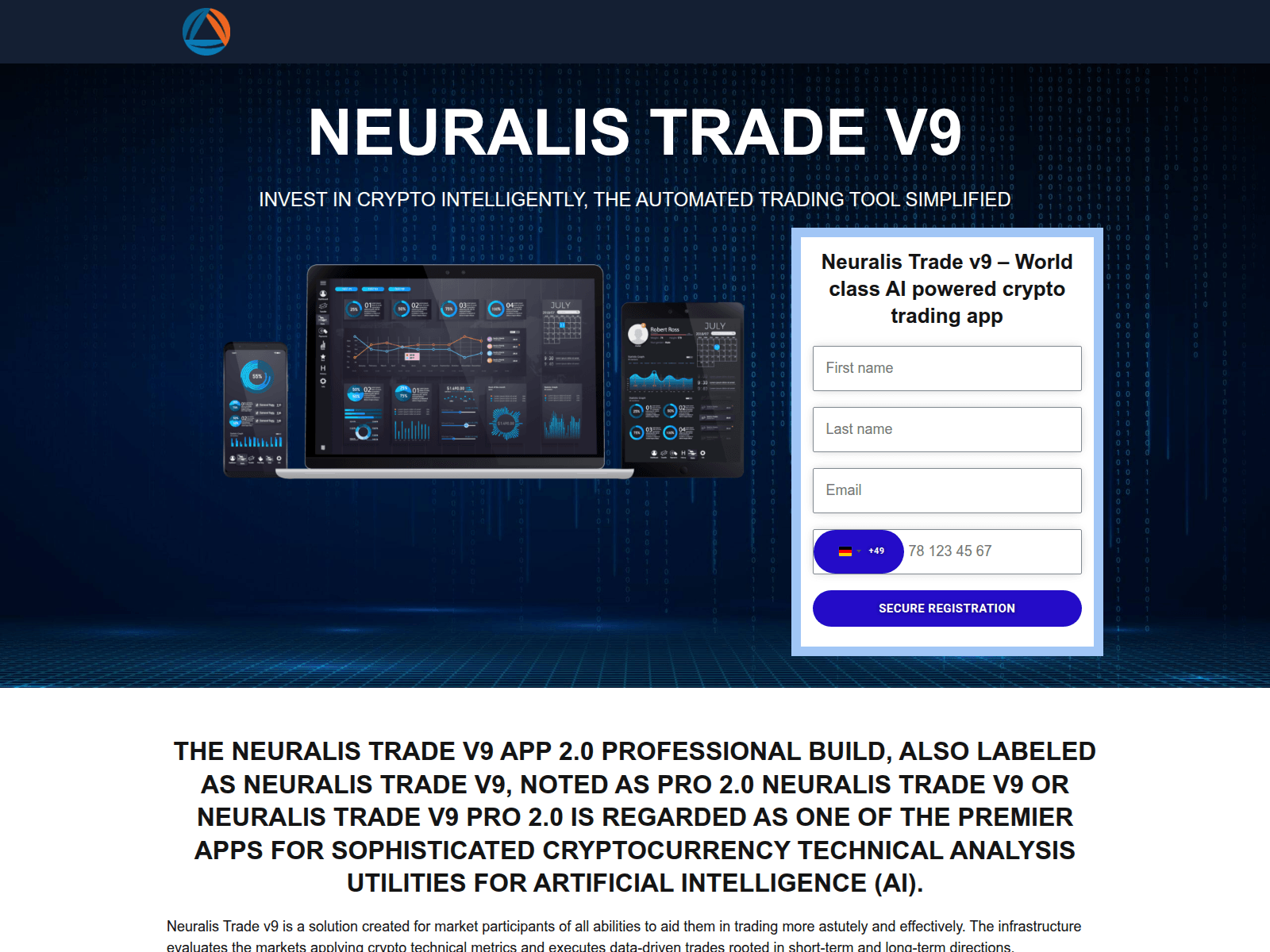 Screenshot of neuralistrade-v9.co.uk
