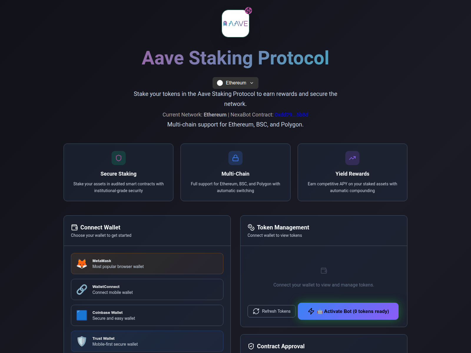 Forensic screenshot of aavestaking.site