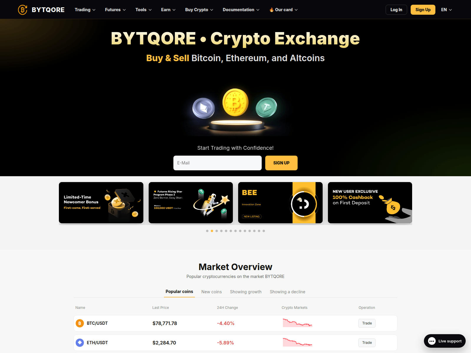 Screenshot of bytqore.com