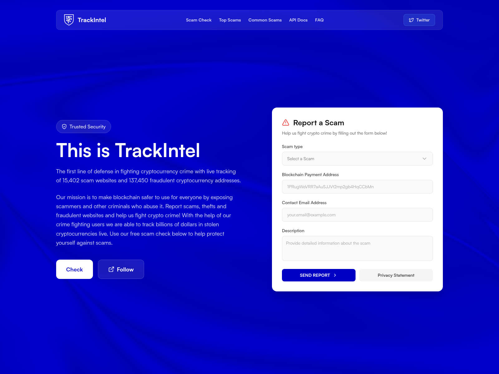 Screenshot of trackintel.org
