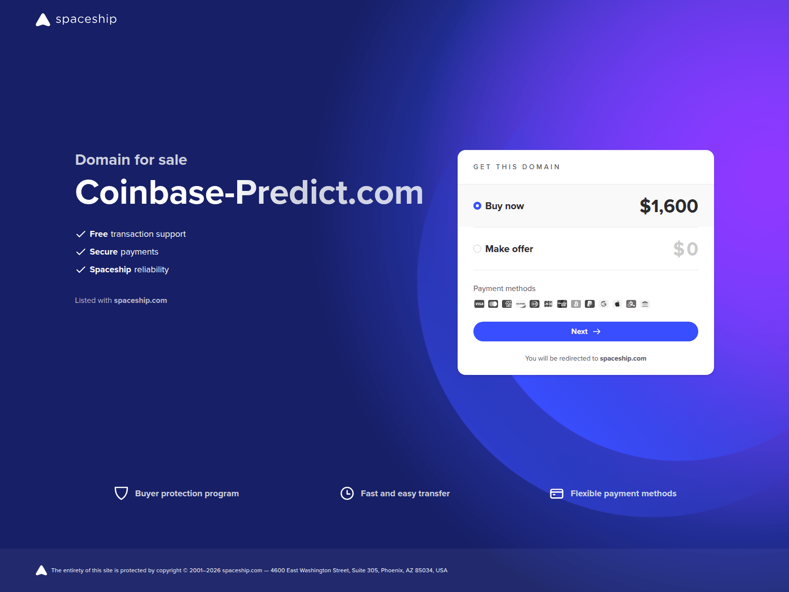 Screenshot of coinbase-predict.com