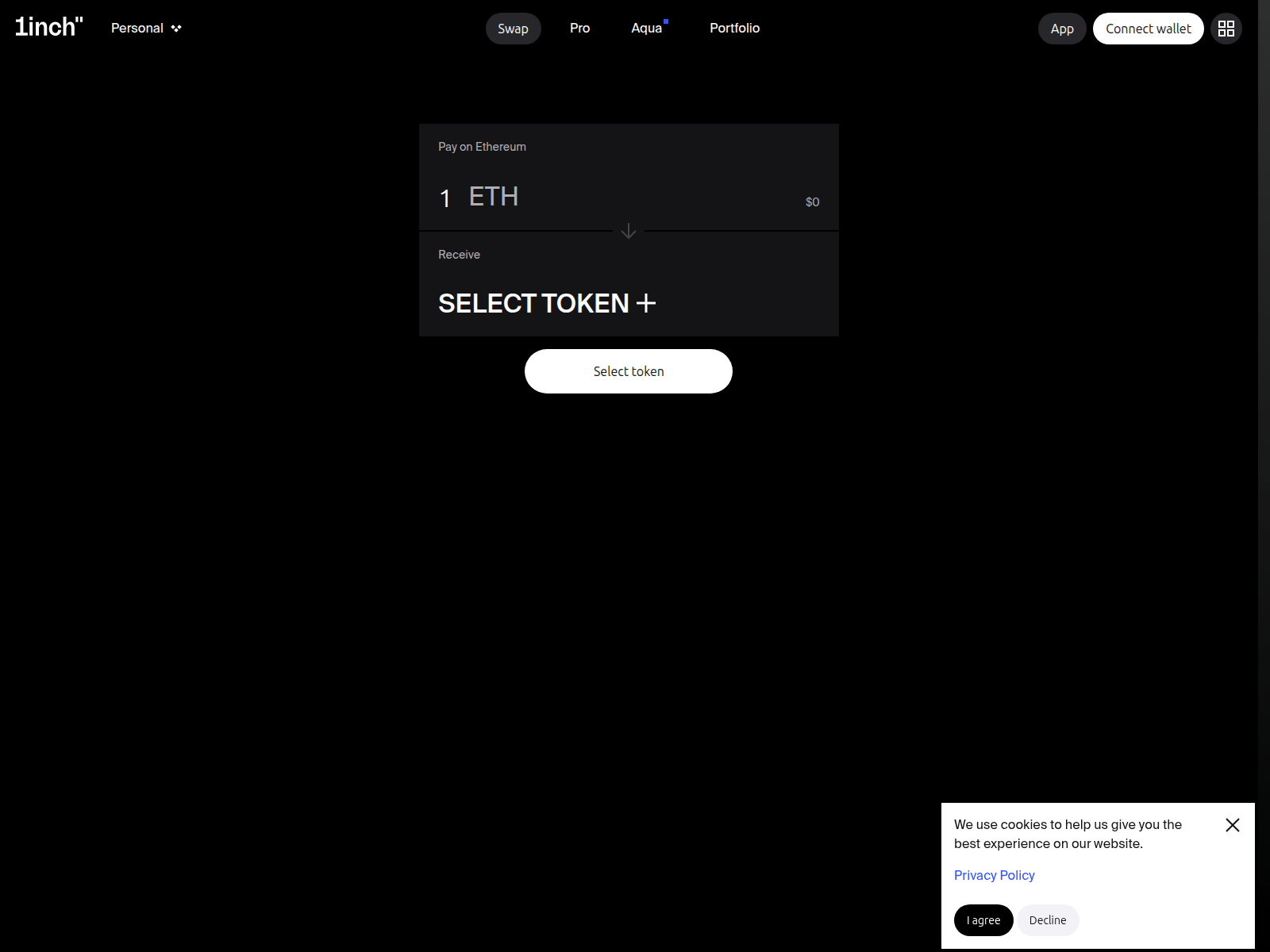 Screenshot of 1inch.mssg.me