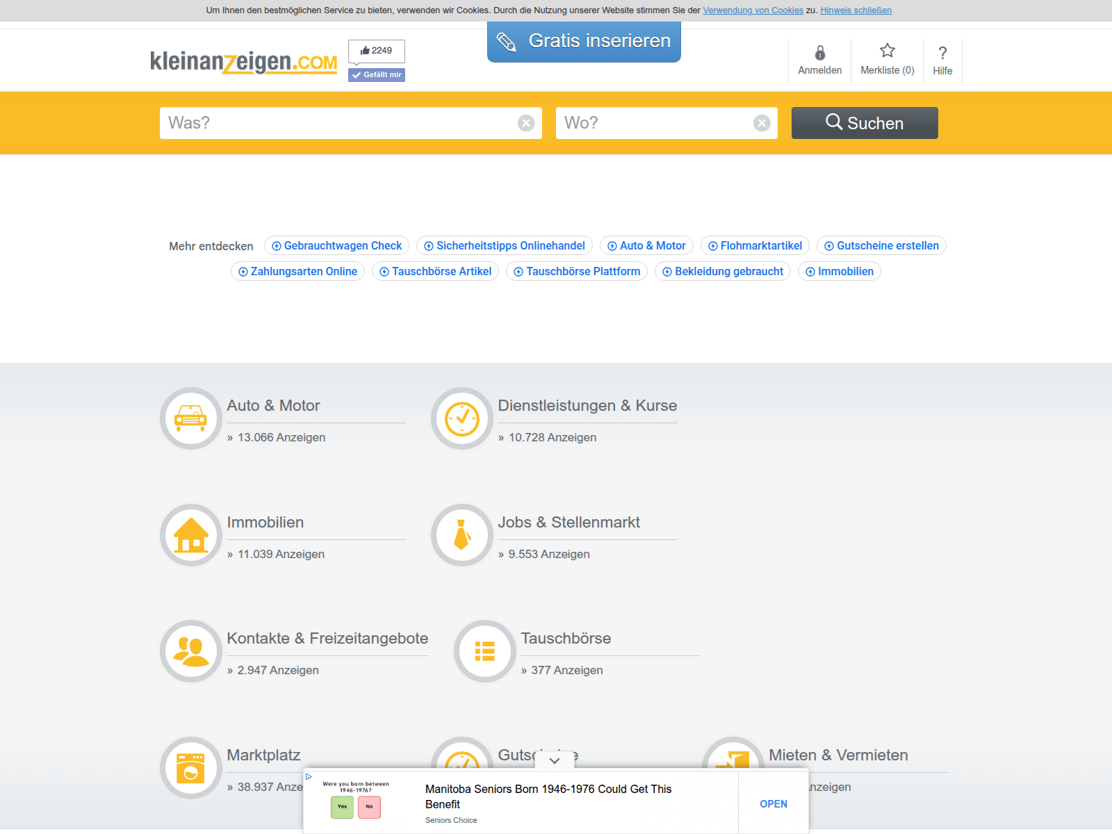 Screenshot of cd388f40-f9b9-42dc-8d79-a649e04076e9.klineanzeigen.de