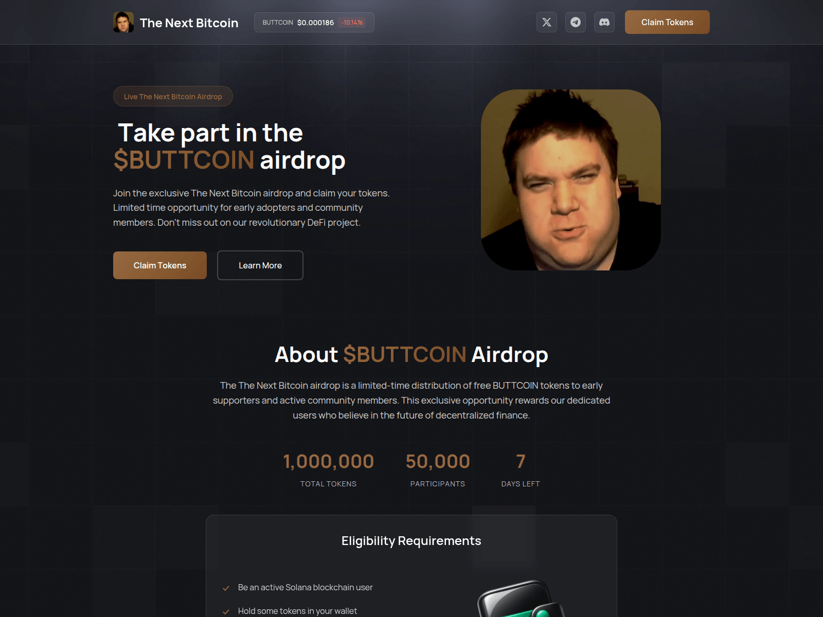 Screenshot of buttcoins-event.fun