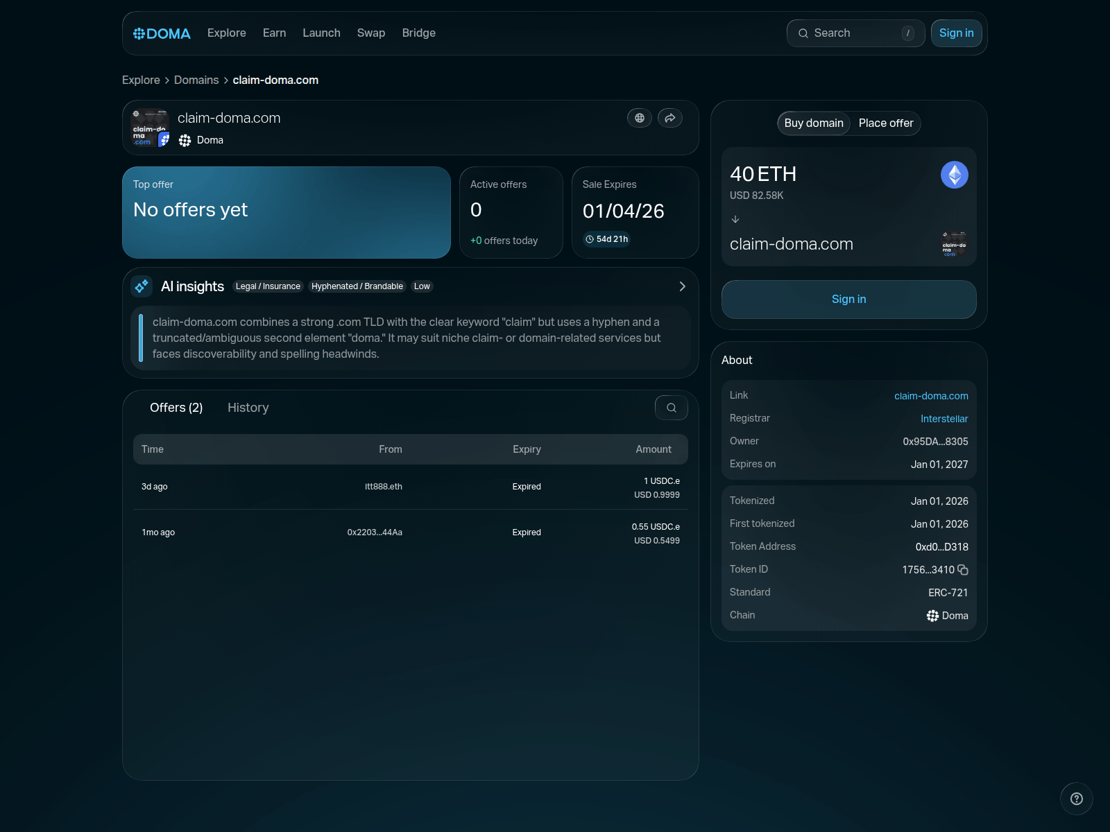 Screenshot of claim-doma.com