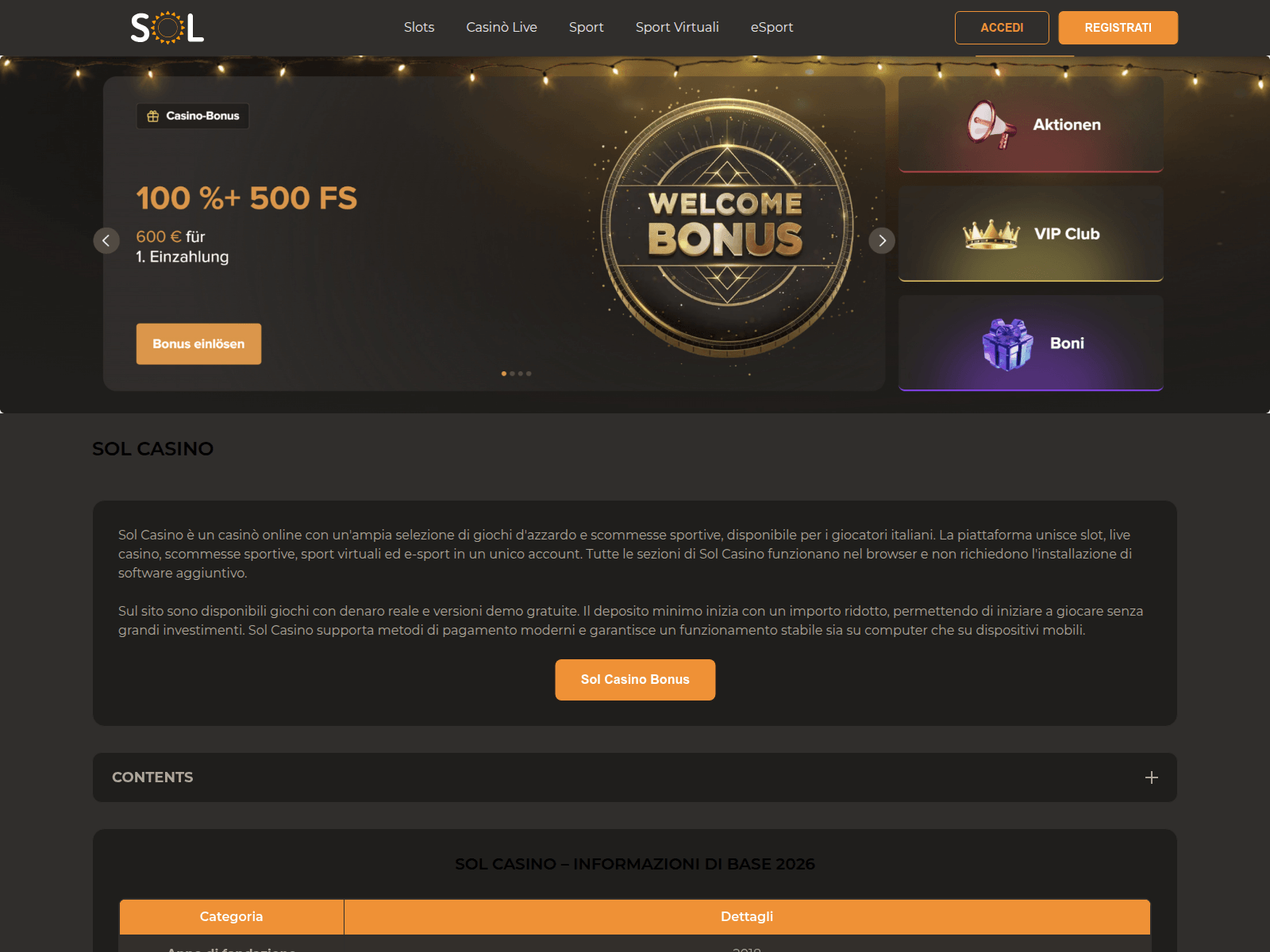 Screenshot of sol-casino.it.com