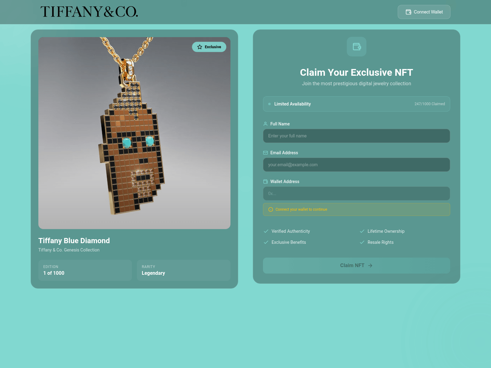 Screenshot of mytiffanyrewards.com