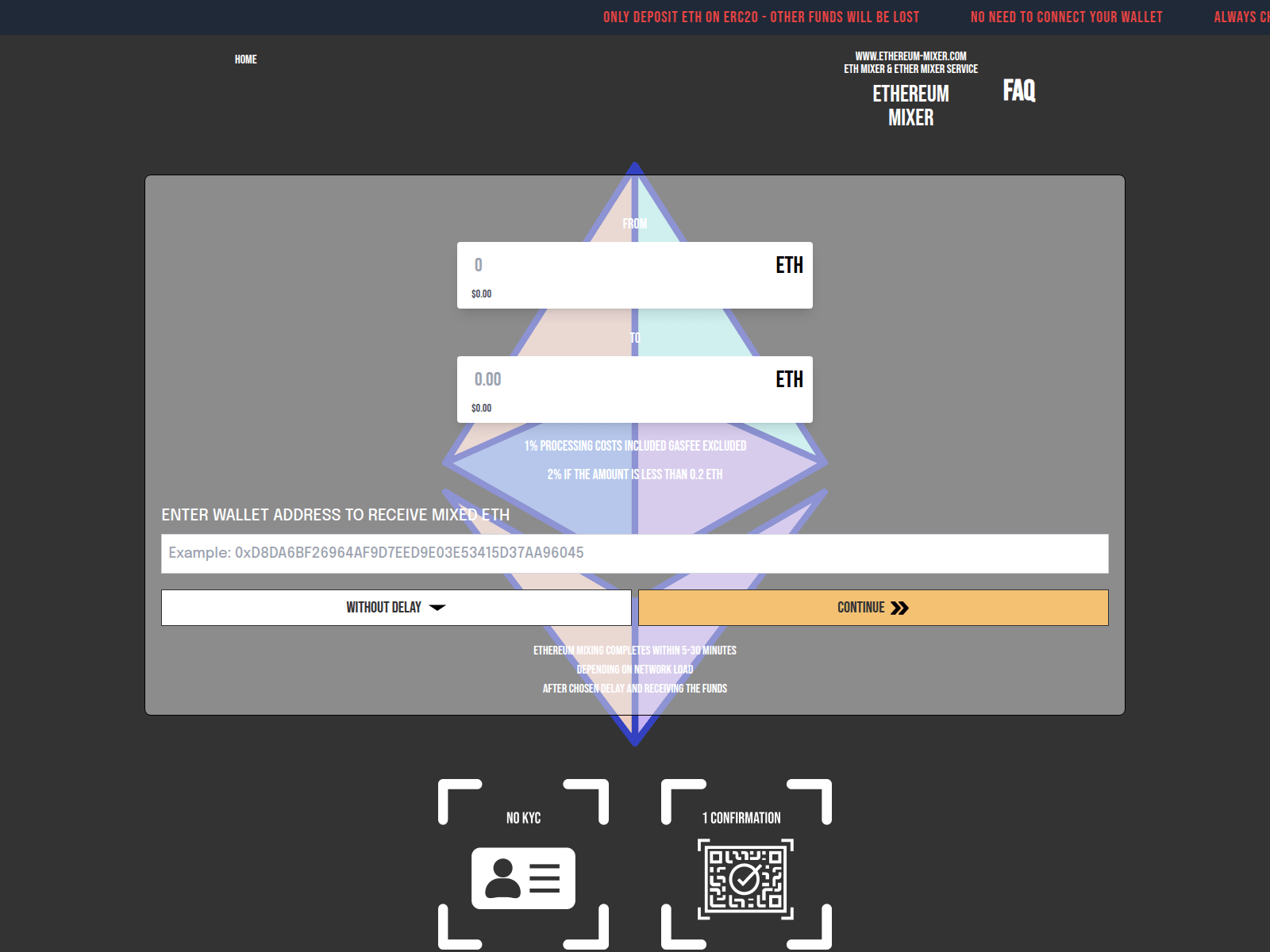 Screenshot of ethereum-mixer.com