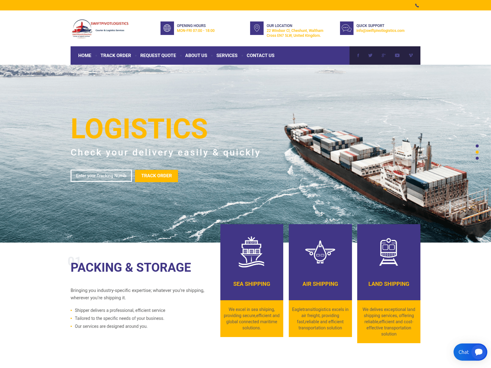 Screenshot of swiftpivotlogistics.com