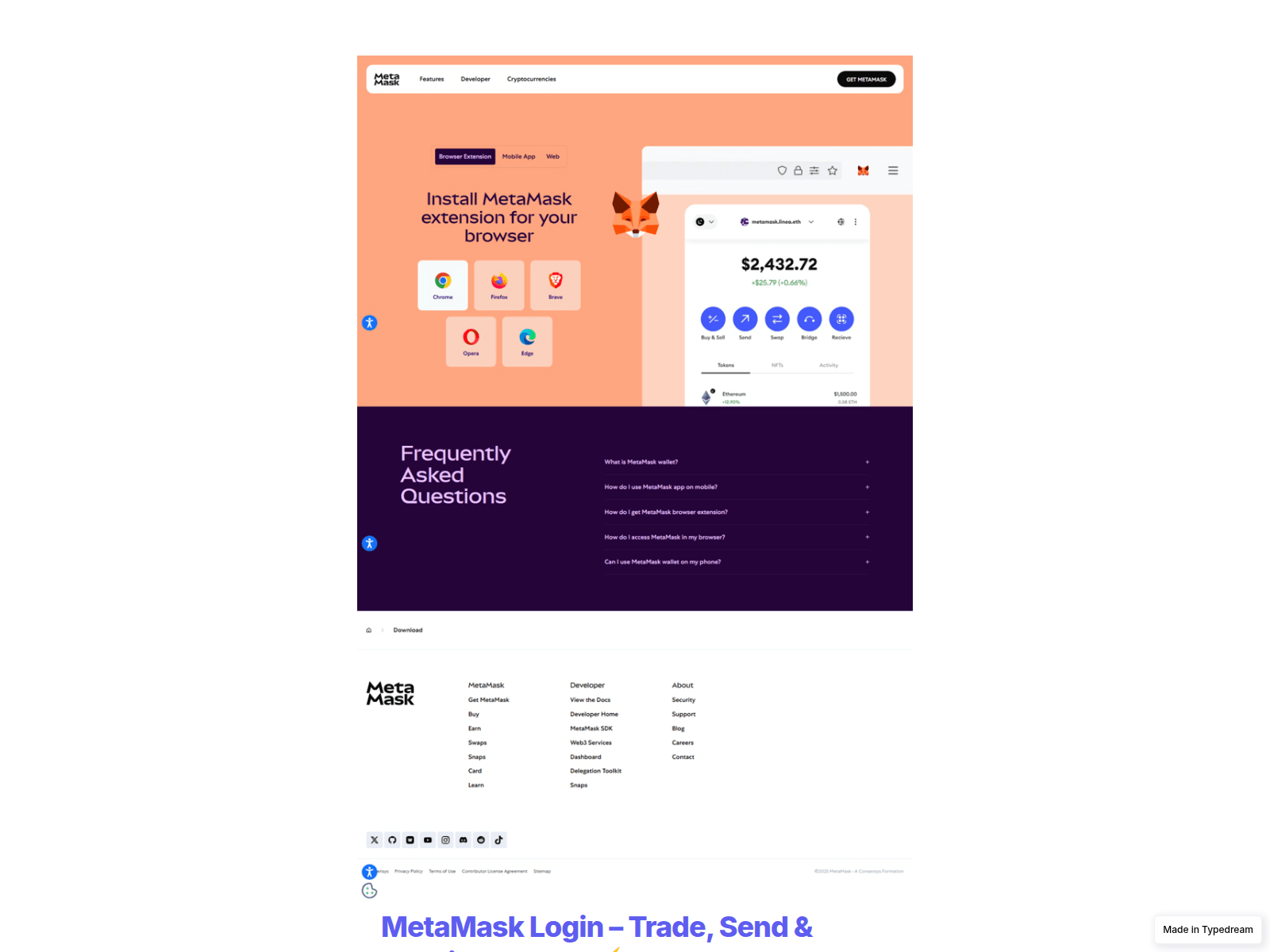 Screenshot of log-in-metamask-metamask-help-center.typedream.app