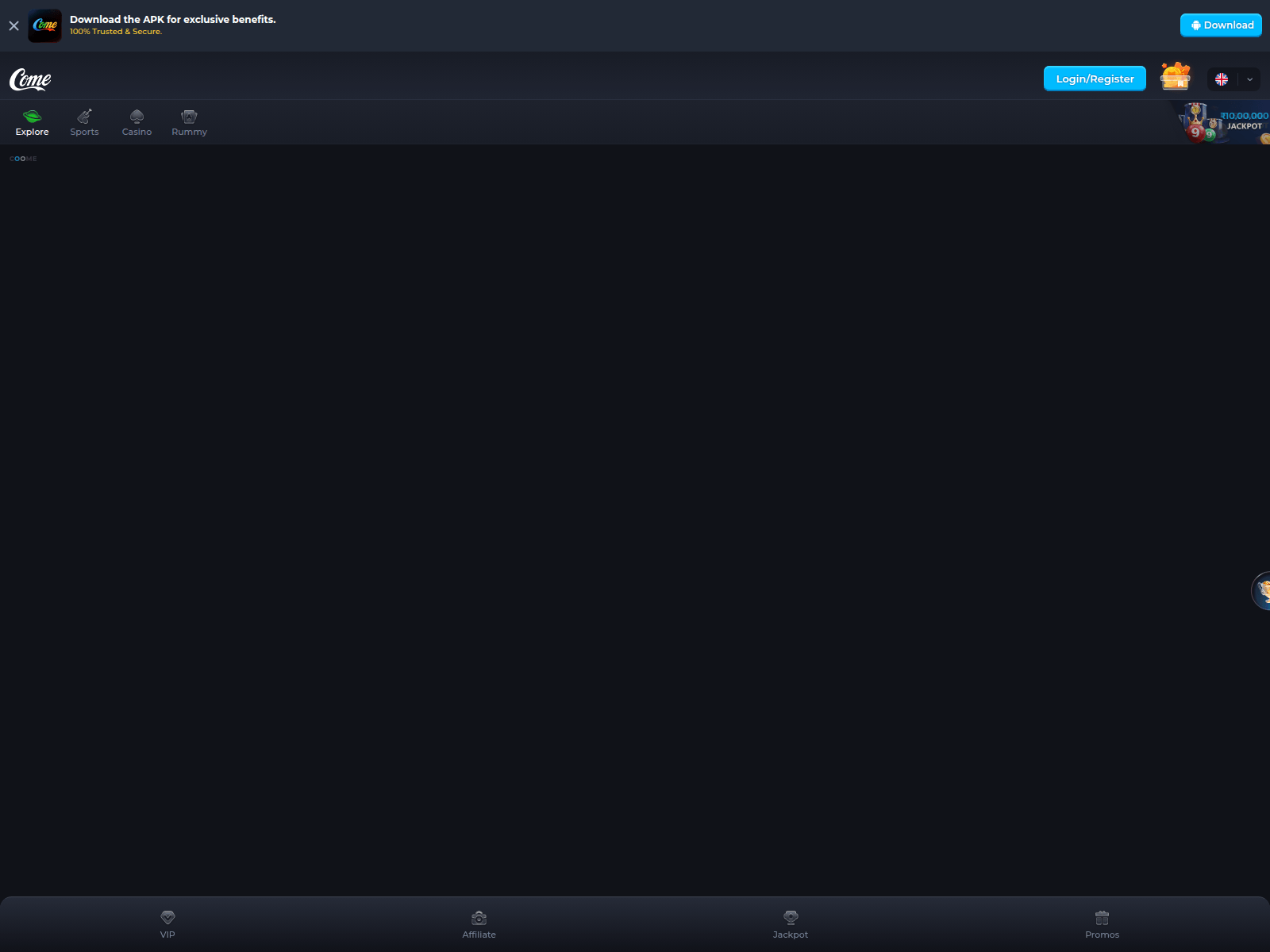 Screenshot of web-in.comegamehub.com