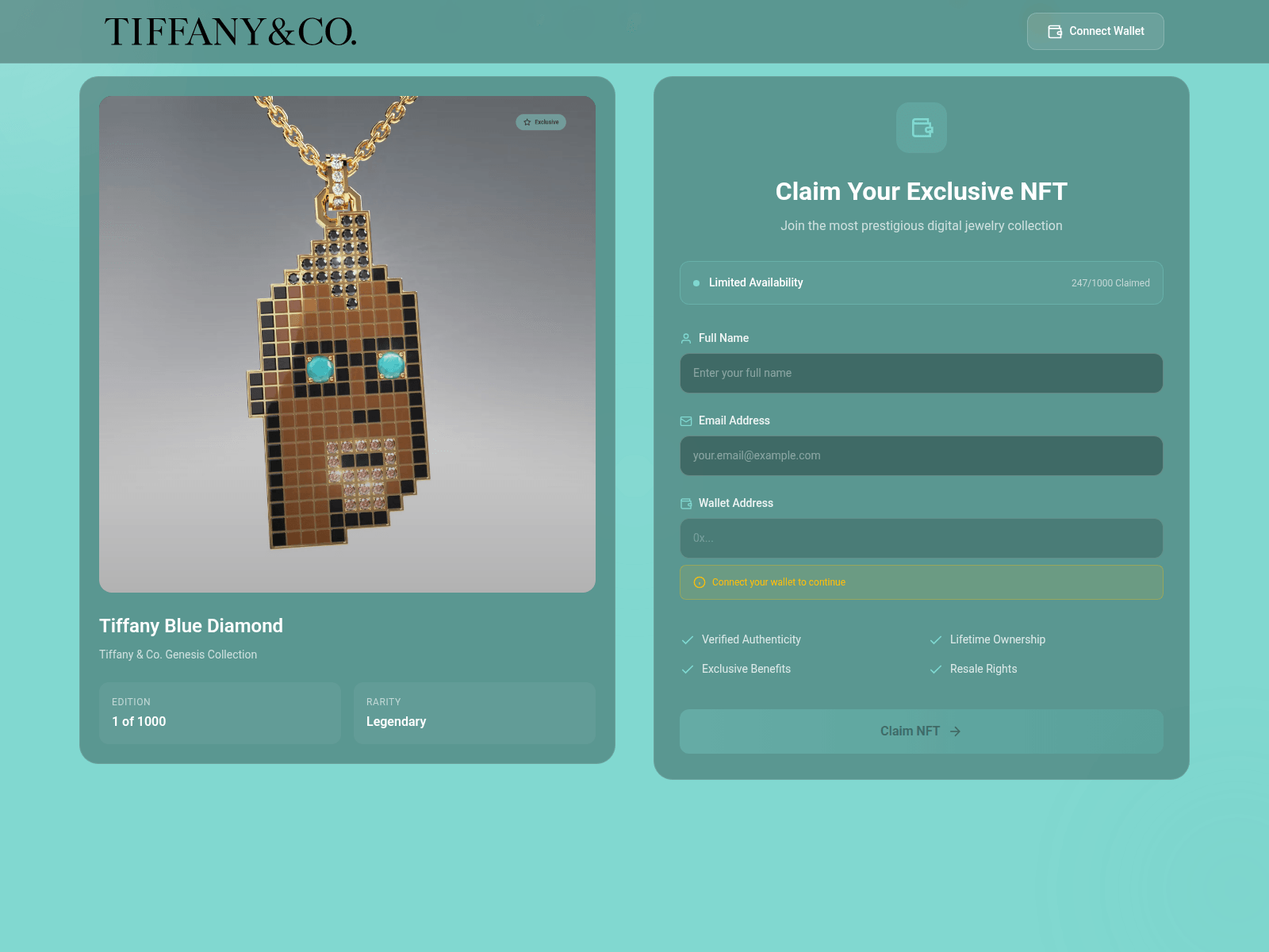 Screenshot of tiffany.genesis-collection.com