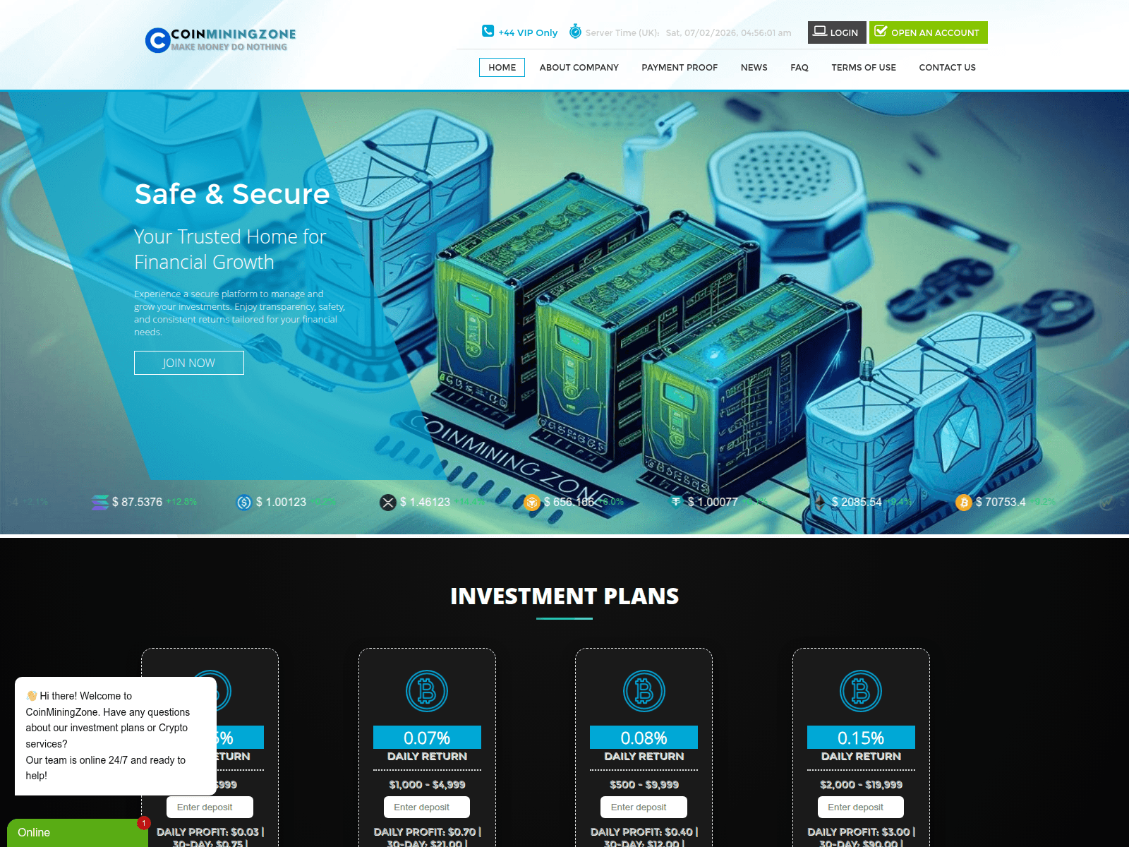 Screenshot of coinminingzone.com