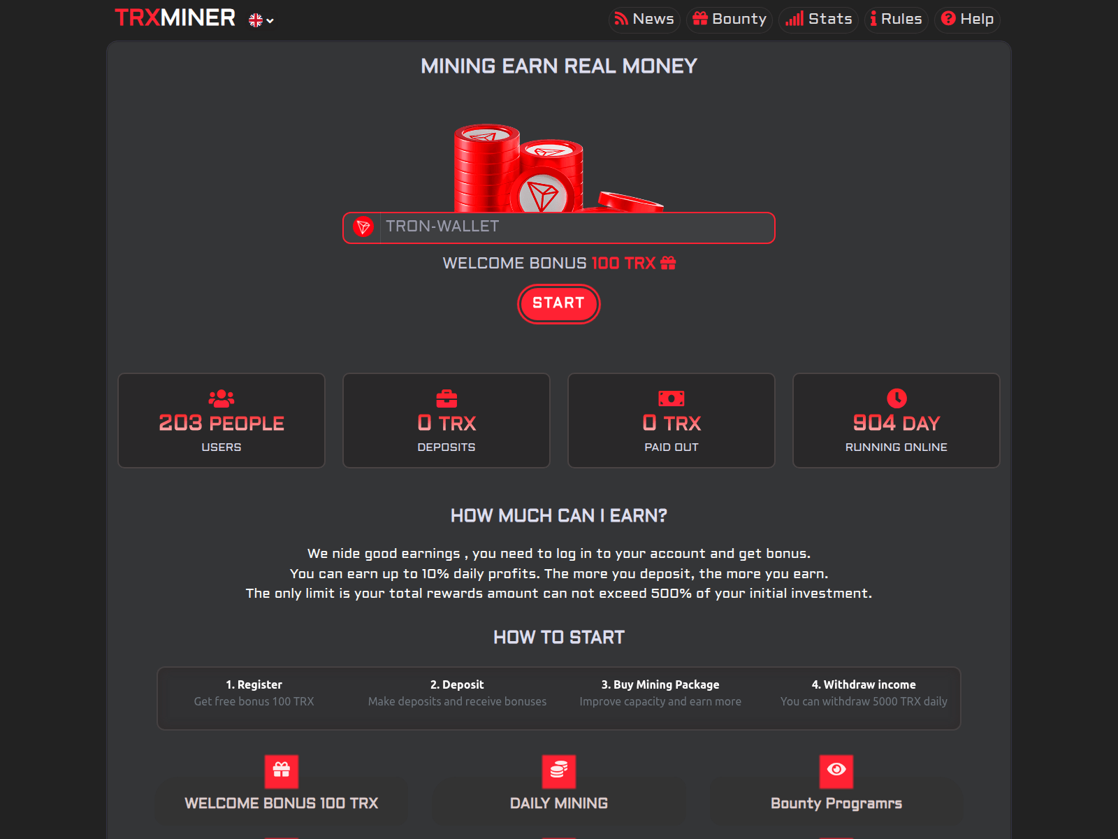 Screenshot of trx-miner.pro