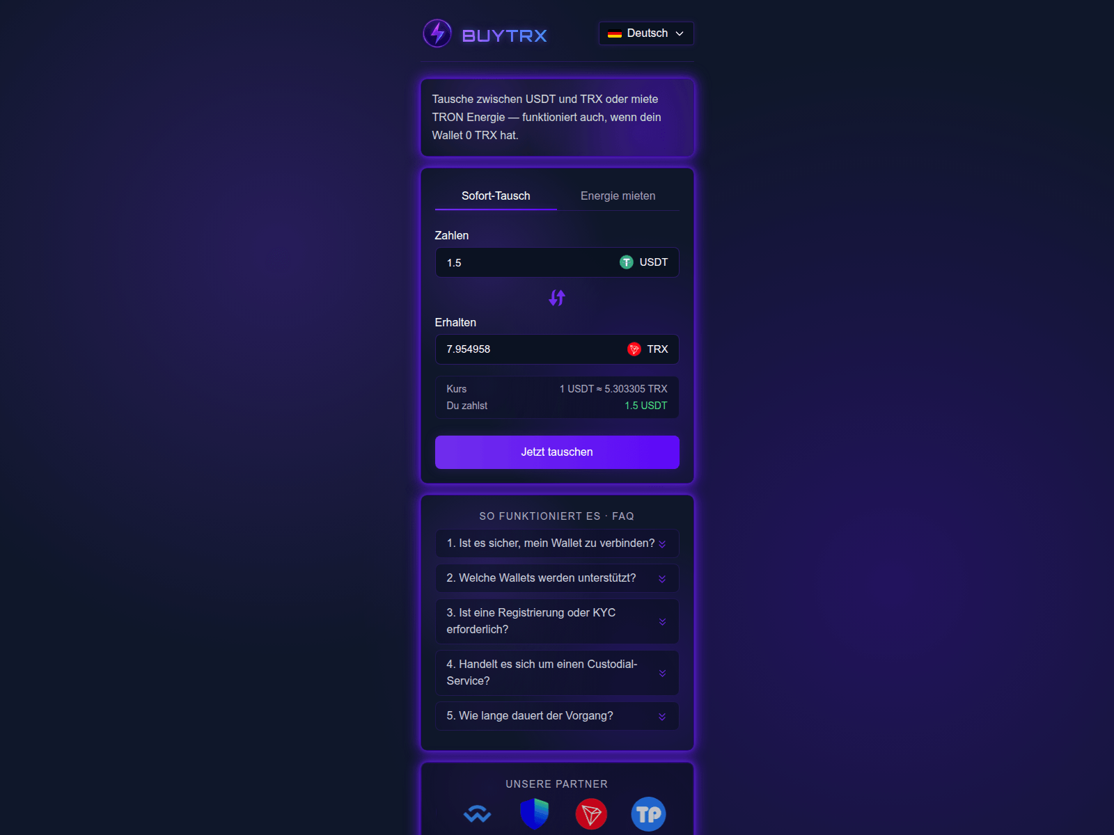 Screenshot of swap.buy-trx.workers.dev