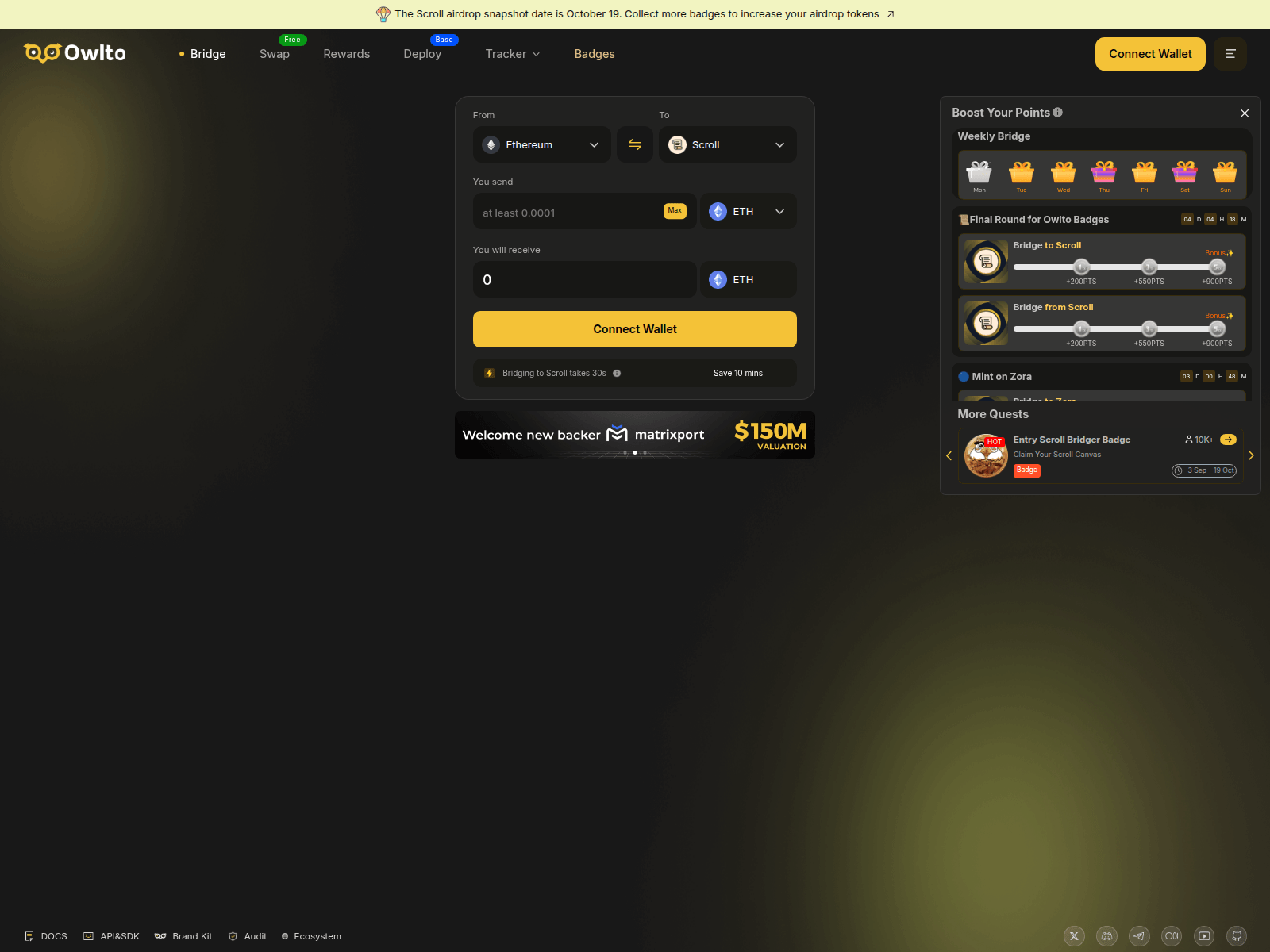 Screenshot of owlto-finance-airdrops.pages.dev