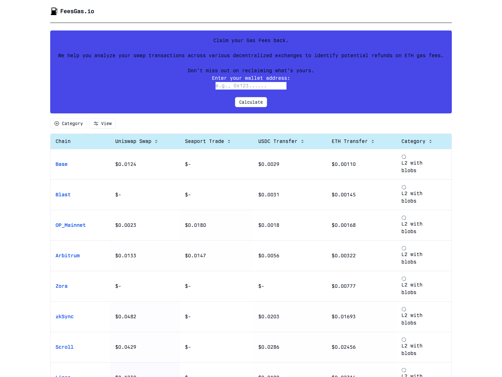 Screenshot of feesgas.io