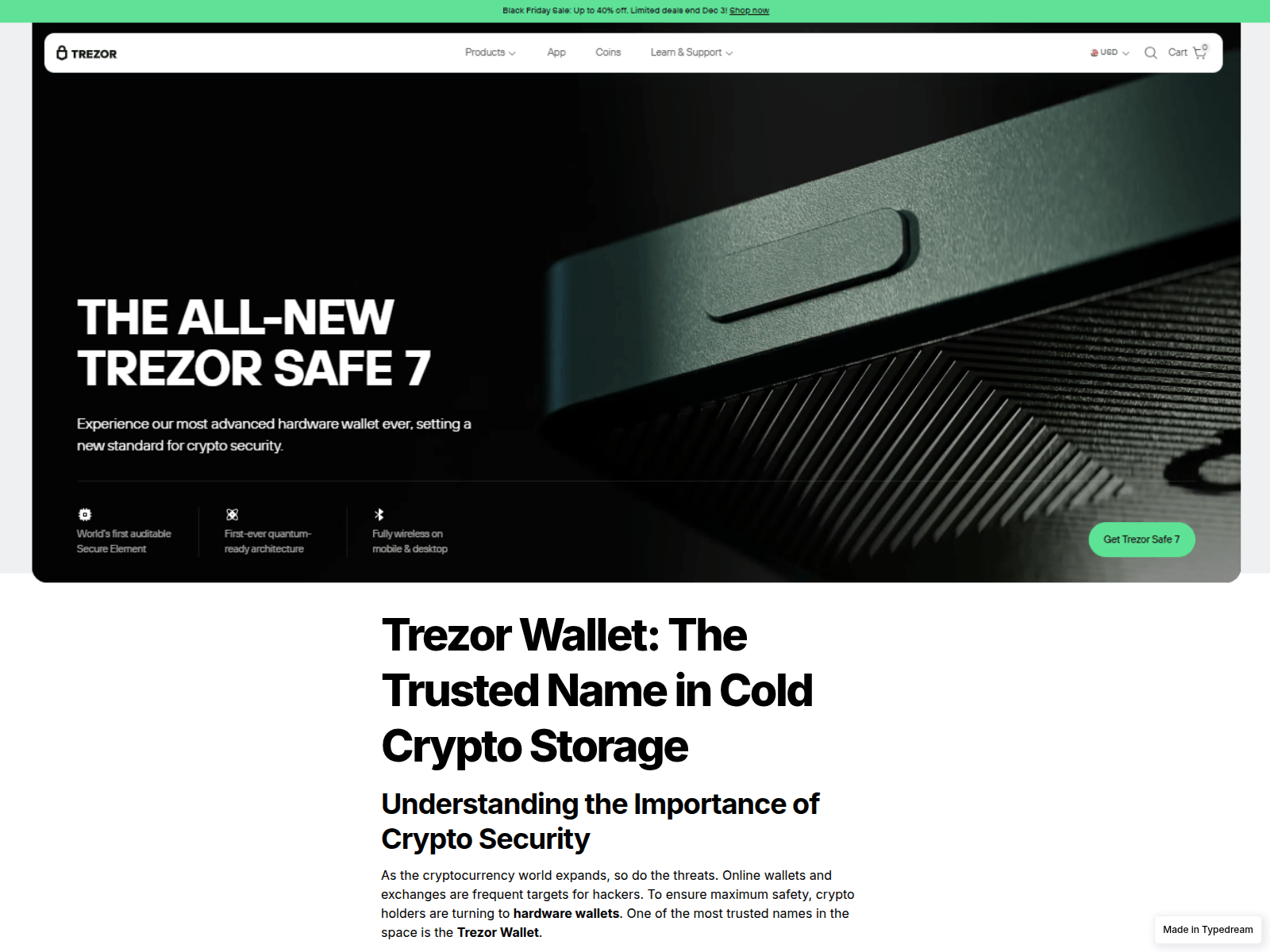 Screenshot of start-help-trezor-wallet-cdn.typedream.app