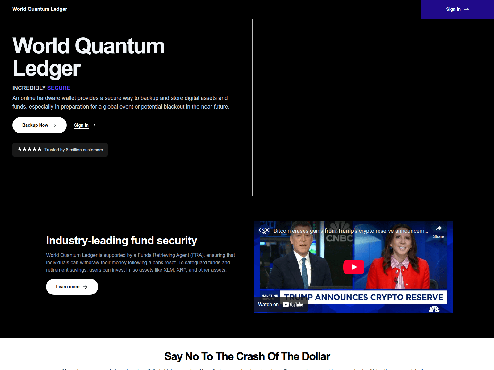 Screenshot of worldquantumledgervaults.com